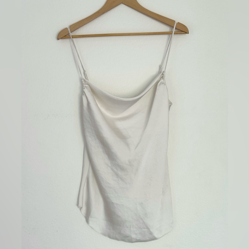 White Satin Cowl Neck Tank Top by Wilfred Size Large